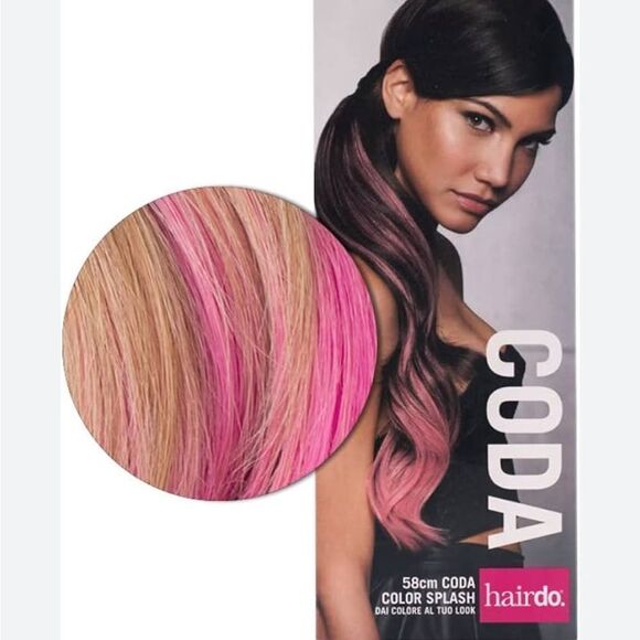 Hairdo Coda Splash Color Hair Extension, Brown and Pink Ombré, New - Picture 6 of 6
